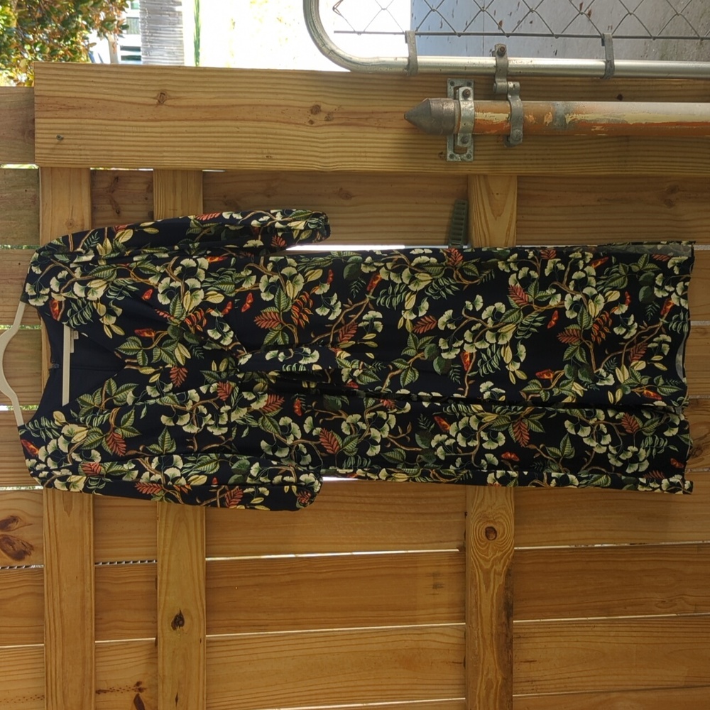 Loft Leafed Tie Front Midi Dress - New Without Tags